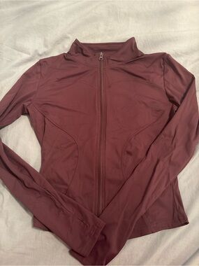 Women’s Long Sleeve Zip-Up Top - Burgundy